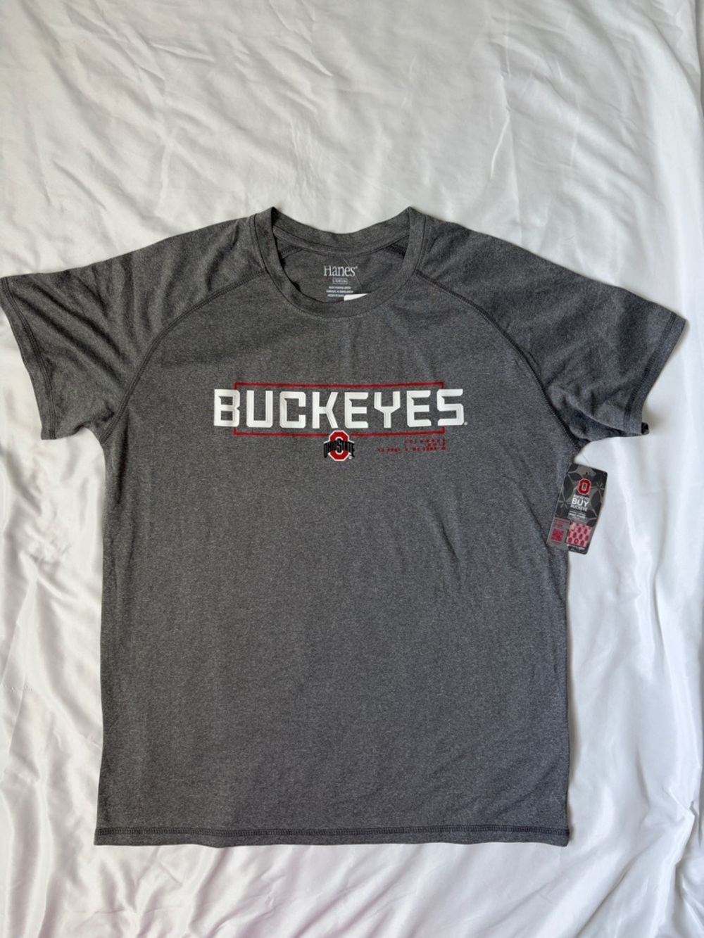 Hanes Gray Ohio State Buckeyes Short Sleeve Tee